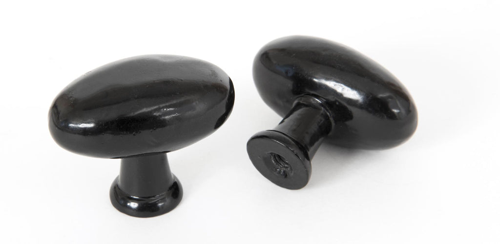 White background image of From The Anvil's Black Oval Cabinet Knob (Blacksmith) | From The Anvil