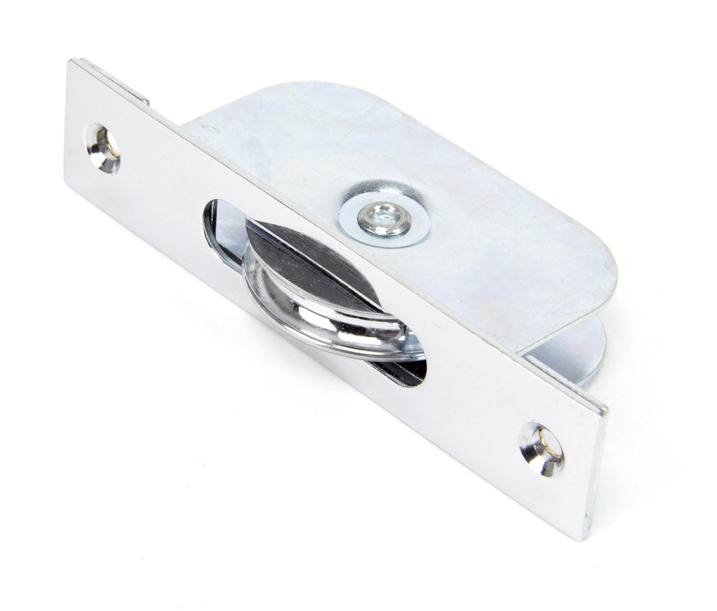 White background image of From The Anvil's Polished Chrome Square Ended Sash Pulley 75kg | From The Anvil