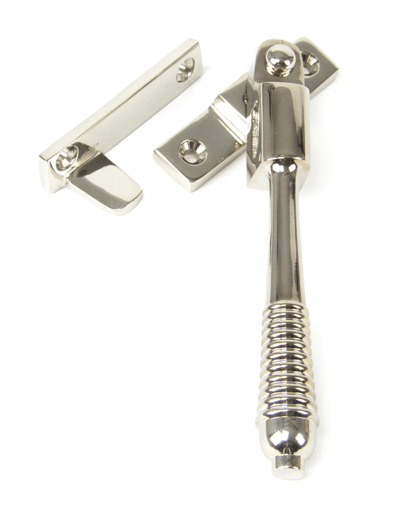 White background image of From The Anvil's Polished Nickel Night-Vent Locking Reeded Fastener | From The Anvil