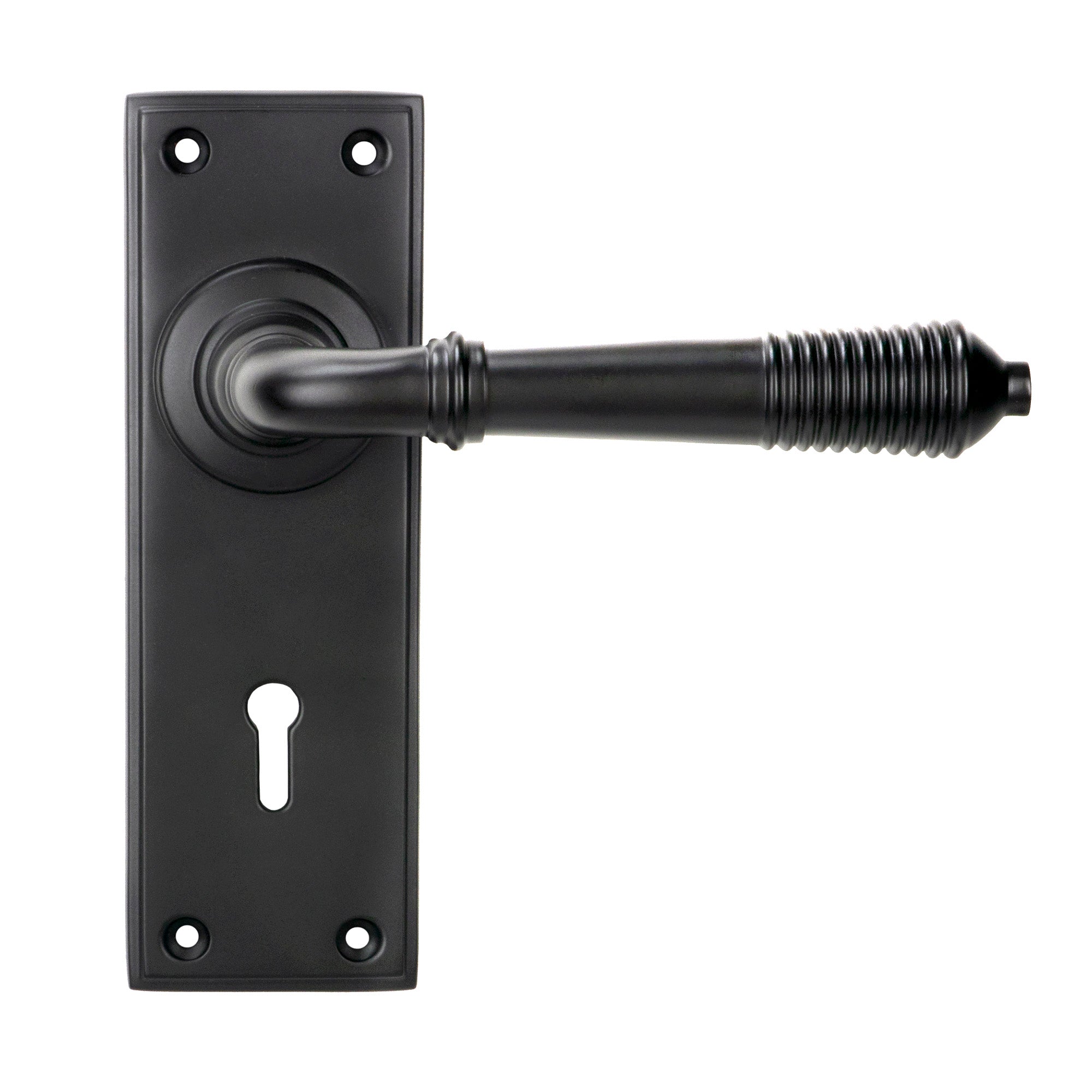 From The Anvil's Aged Bronze Reeded Lever Lock Set