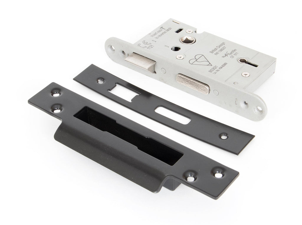 White background image of From The Anvil's Black 5 Lever Heavy Duty BS Sash Lock KA | From The Anvil