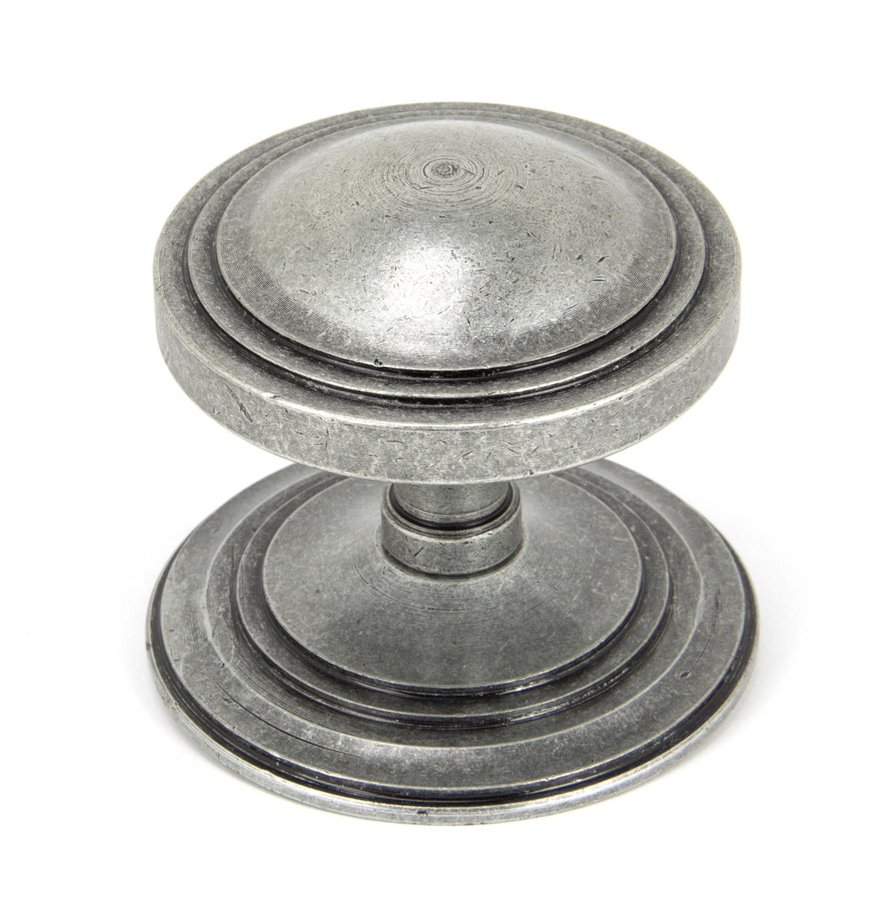 White background image of From The Anvil's Pewter Patina Art Deco Centre Door Knob | From The Anvil