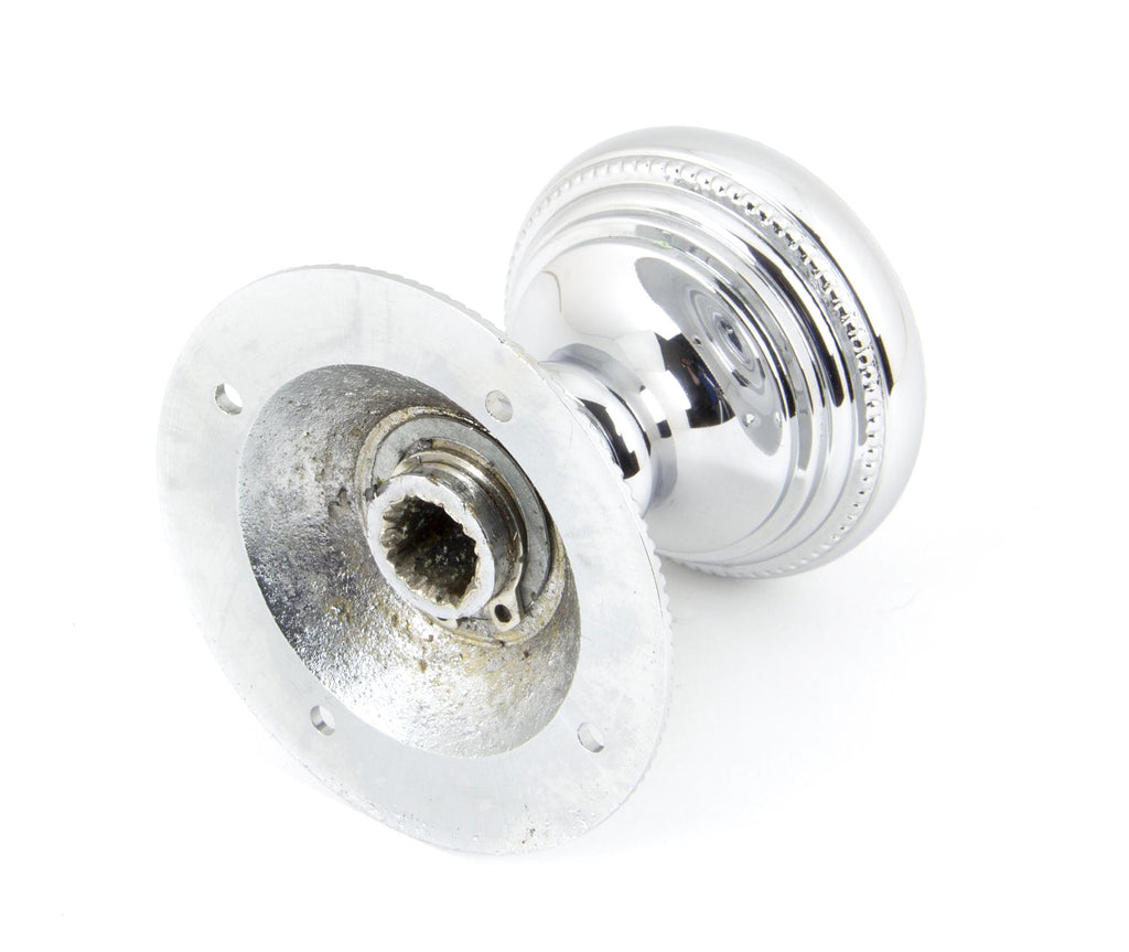 White background image of From The Anvil's Polished Chrome Brockworth Mortice Knob Set | From The Anvil