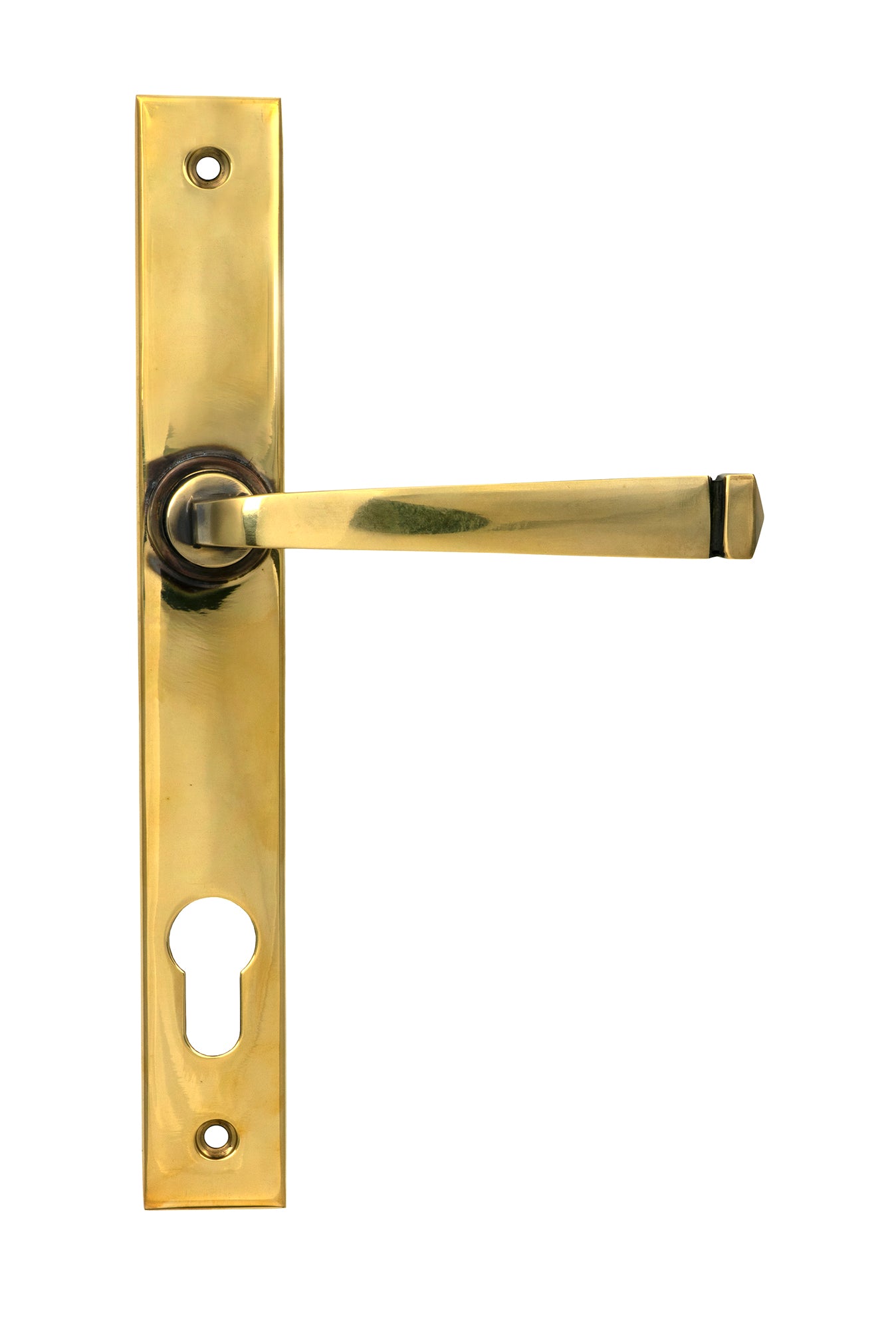 From The Anvil's Aged Brass Avon Slimline Lever Espag. Lock Set