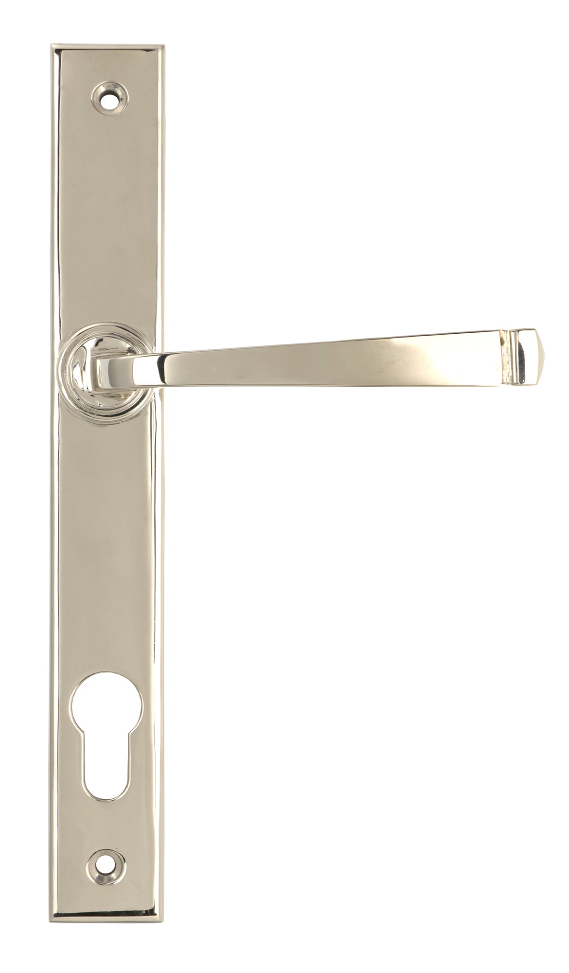 From The Anvil's Polished Nickel Avon Slimline Lever Espag. Lock Set