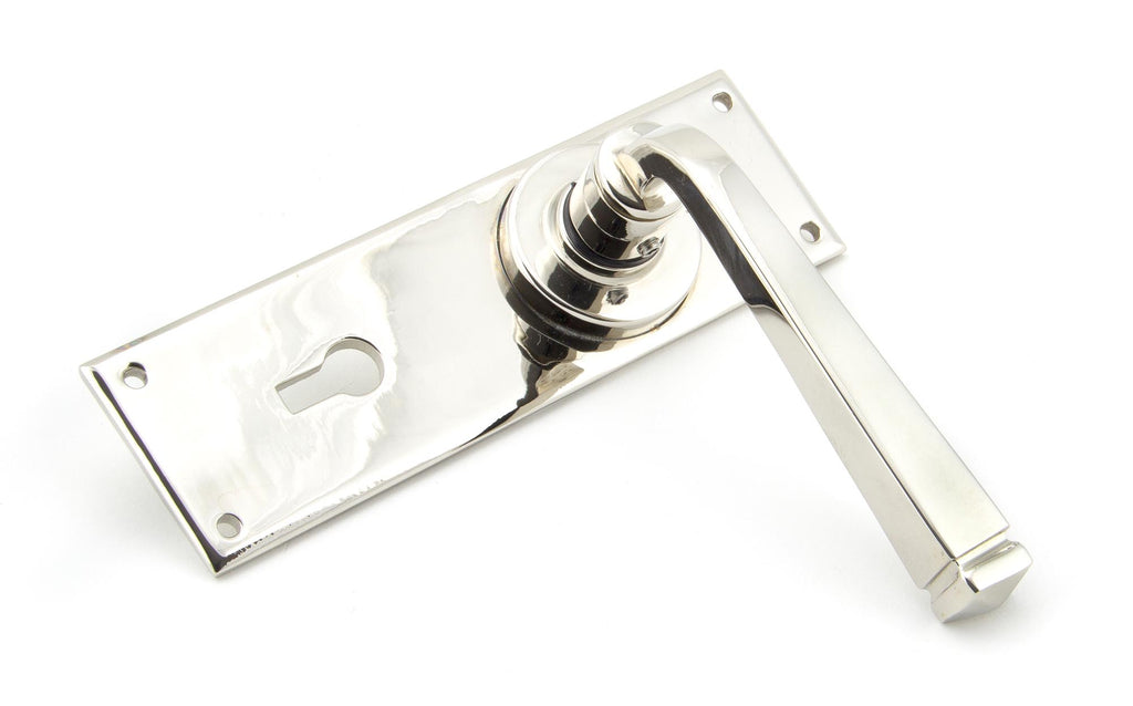 White background image of From The Anvil's Polished Nickel Avon Lever Lock Set | From The Anvil