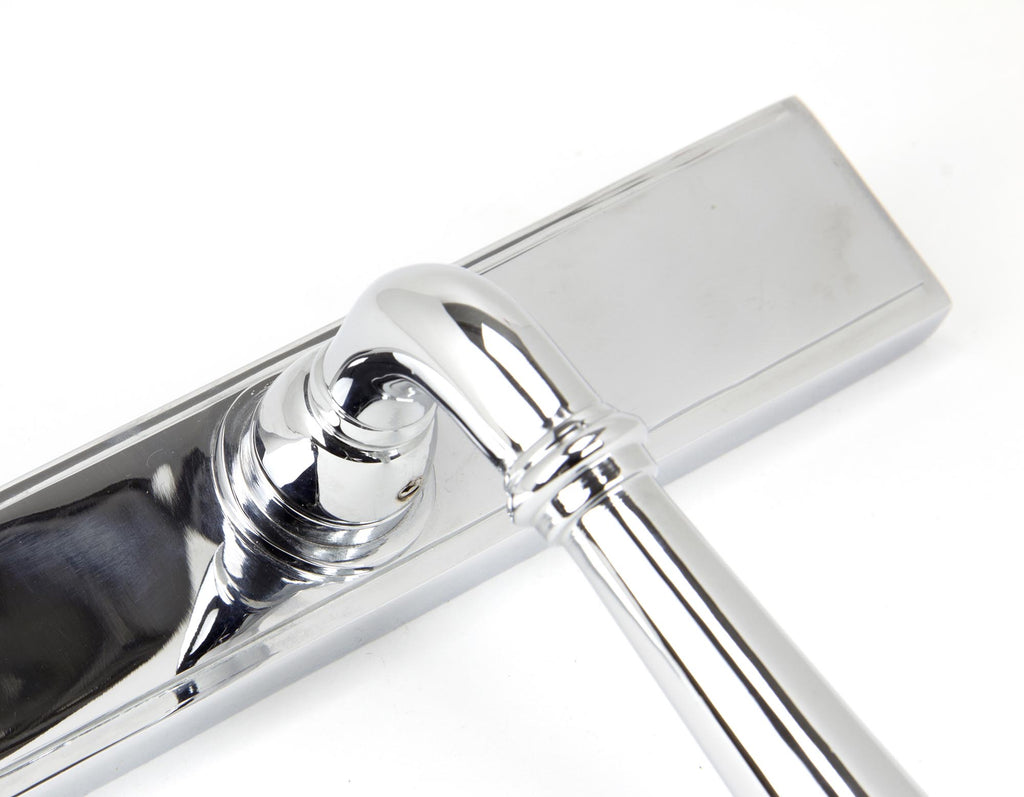 White background image of From The Anvil's Polished Chrome Newbury Slimline Lever Espag. Lock Set | From The Anvil
