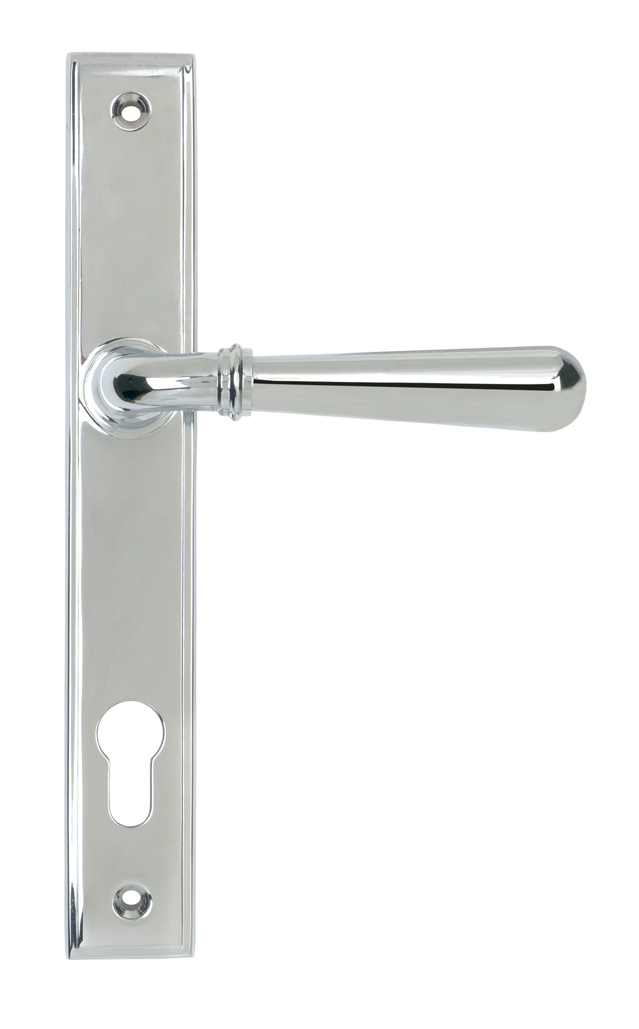 From The Anvil's Polished Chrome Newbury Slimline Lever Espag. Lock Set