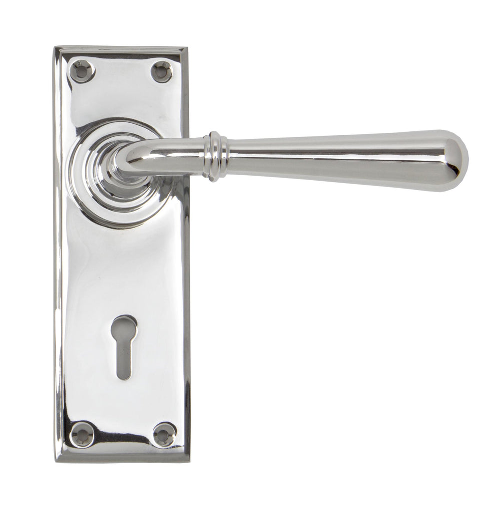 White background image of From The Anvil's Polished Chrome Newbury Lever Lock Set | From The Anvil