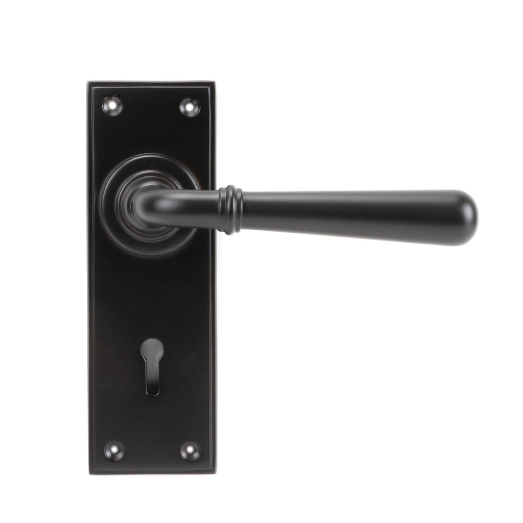 White background image of From The Anvil's Aged Bronze Newbury Lever Lock Set | From The Anvil
