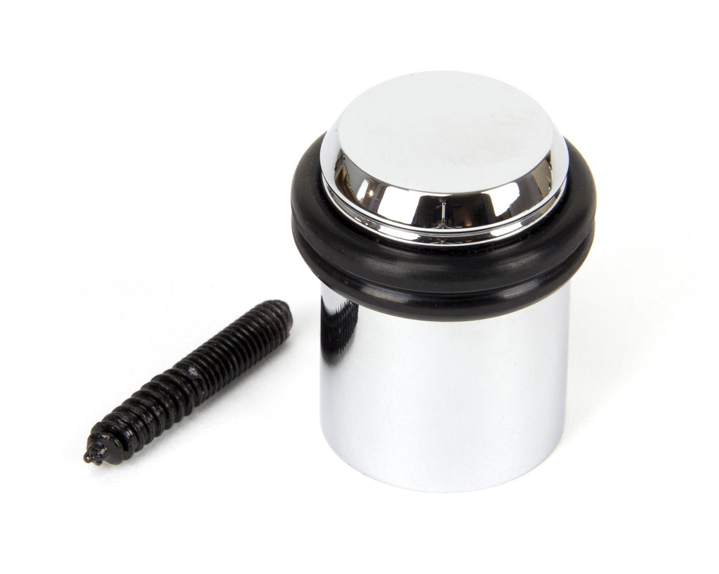 White background image of From The Anvil's Polished Chrome Floor Mounted Door Stop | From The Anvil