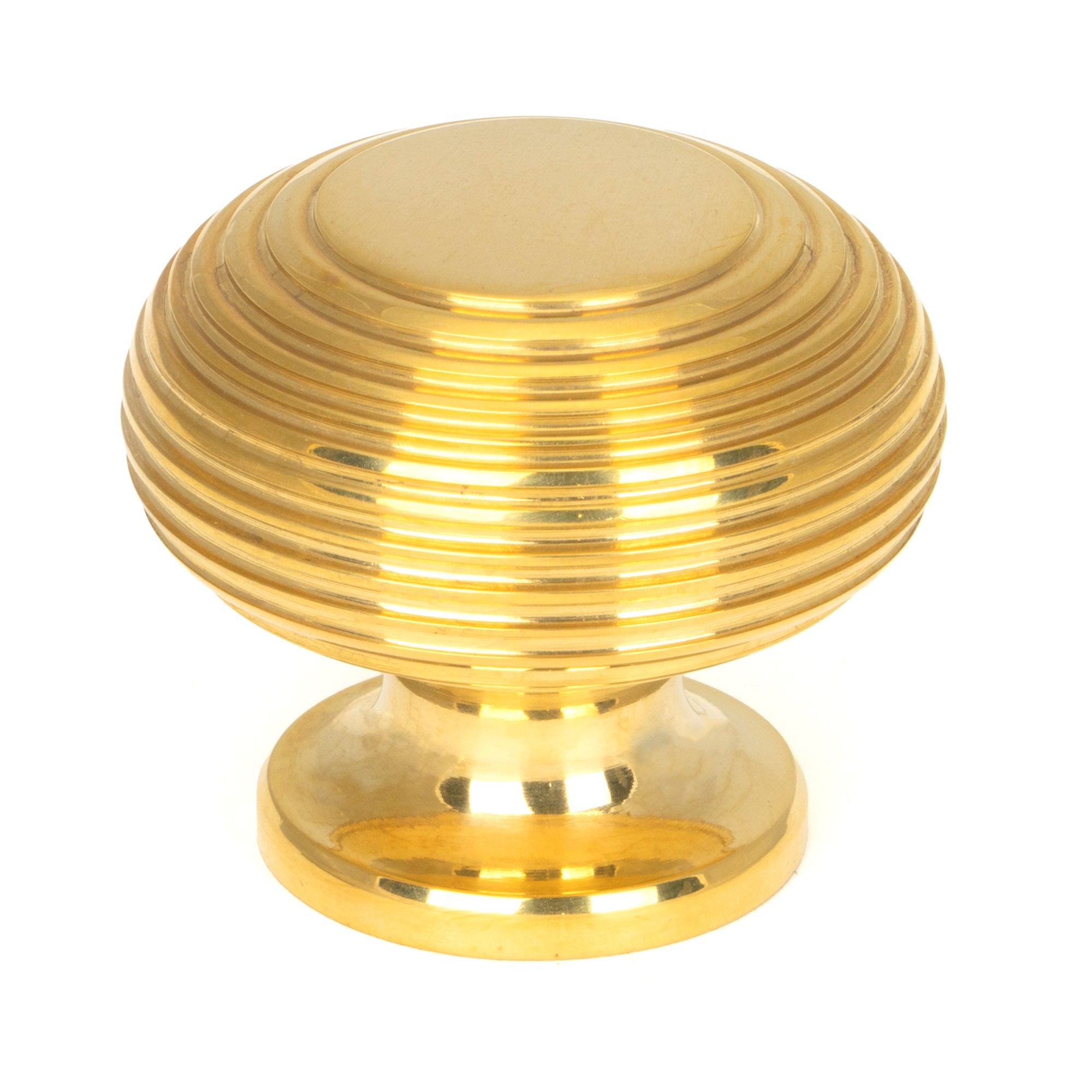From The Anvil's Polished Brass Beehive Cabinet Knob