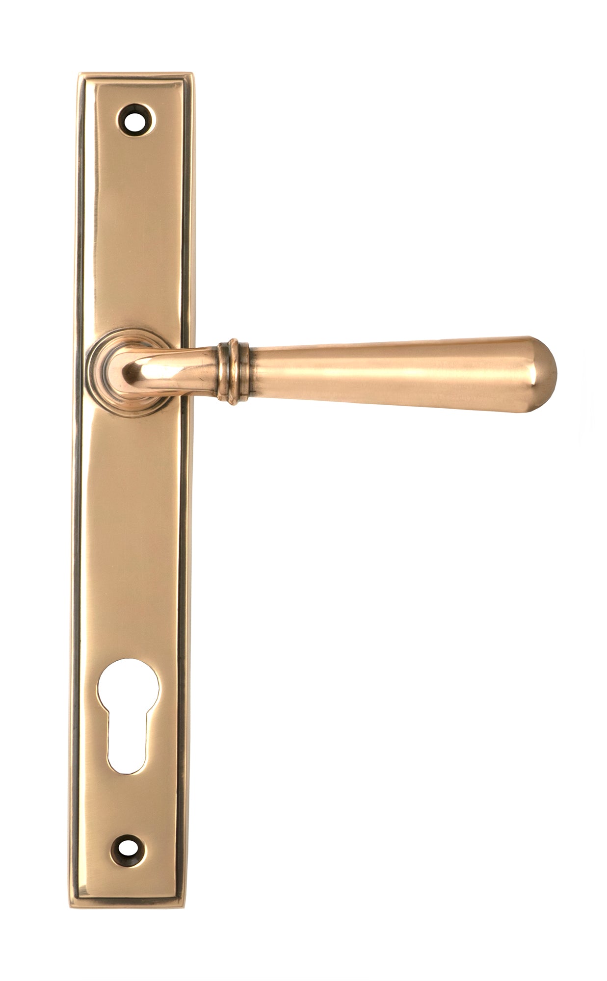From The Anvil's Polished Bronze Newbury Slimline Lever Espag. Lock Set