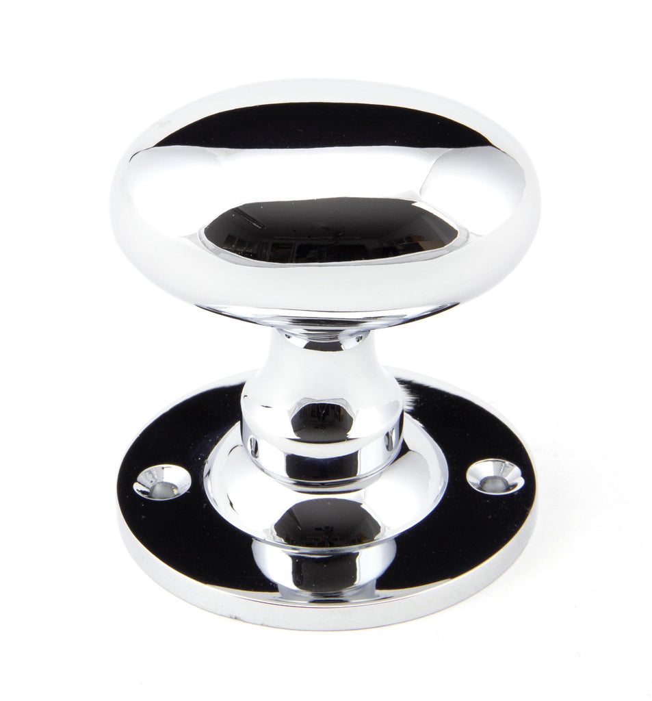 White background image of From The Anvil's Polished Chrome Oval Mortice/Rim Knob Set | From The Anvil