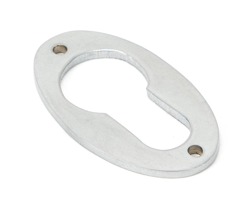 White background image of From The Anvil's Satin Chrome Oval Euro Esctucheon | From The Anvil