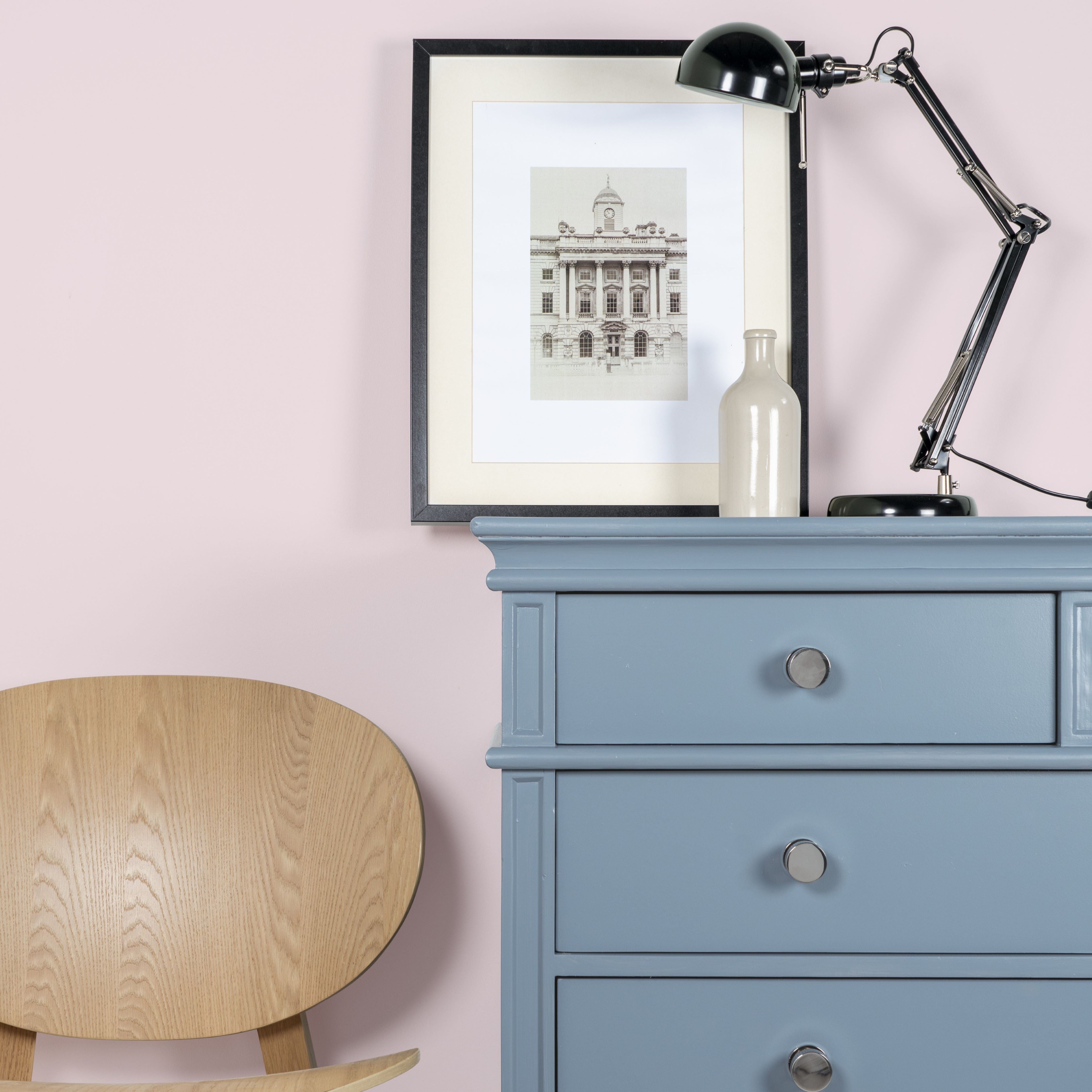 Blue drawers with Polished Chrome From The Anvil modern drawer cabinet handles