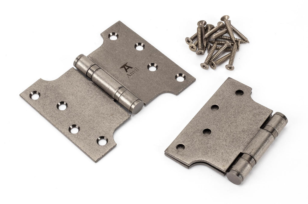 White background image of From The Anvil's Pewter Patina Parliament Hinges SS (pair) | From The Anvil