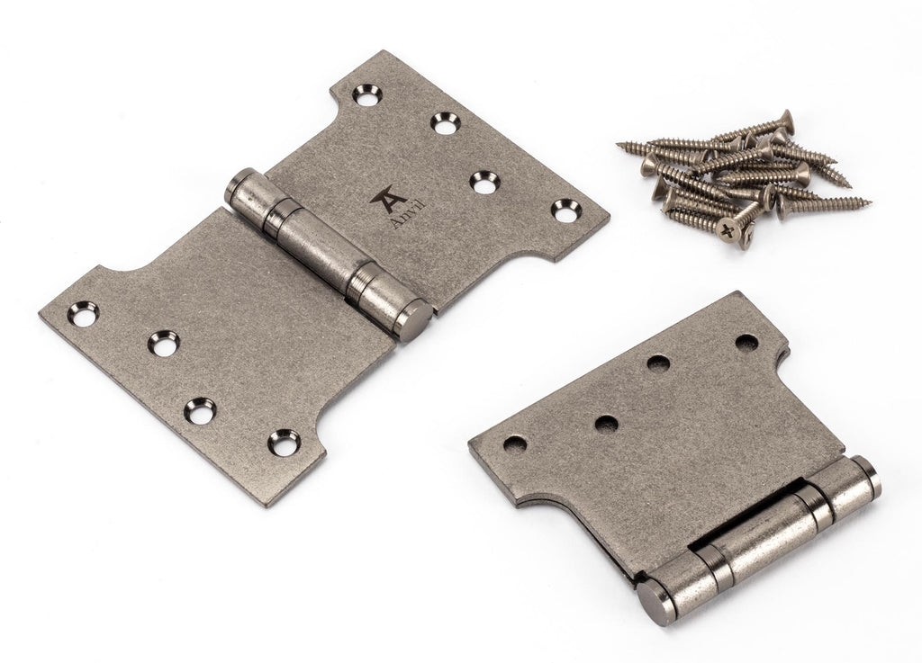 White background image of From The Anvil's Pewter Patina Parliament Hinges SS (pair) | From The Anvil