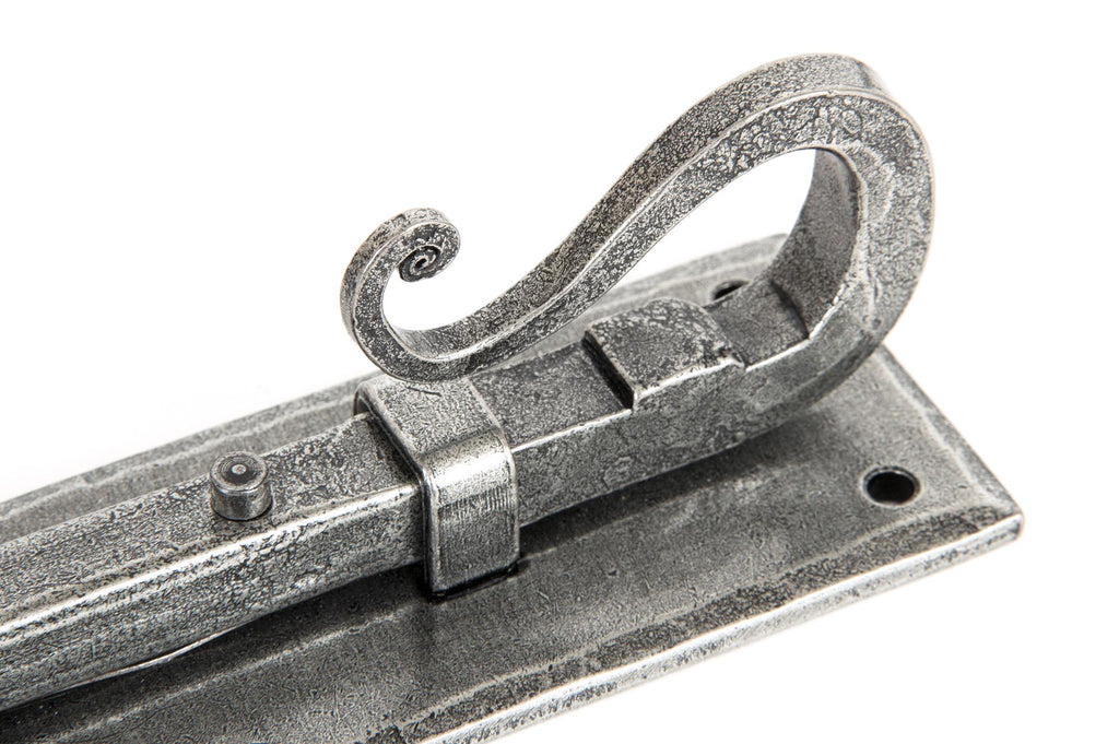 White background image of From The Anvil's Pewter Patina Shepherd's Crook Universal Bolt | From The Anvil