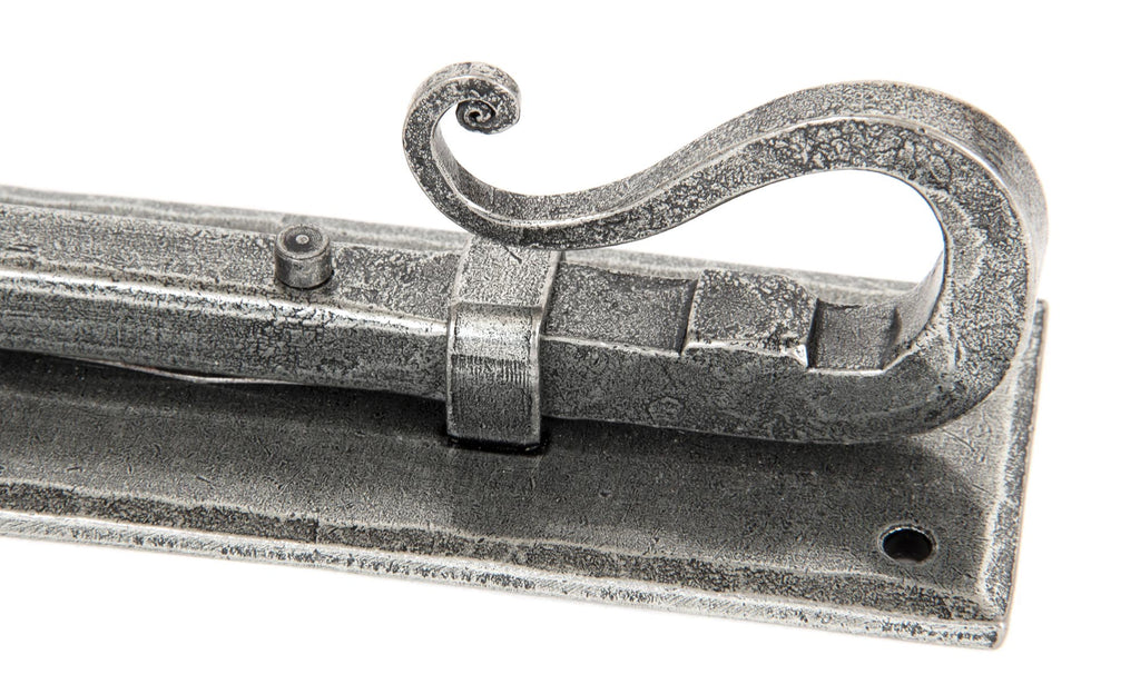 White background image of From The Anvil's Pewter Patina Shepherd's Crook Universal Bolt | From The Anvil