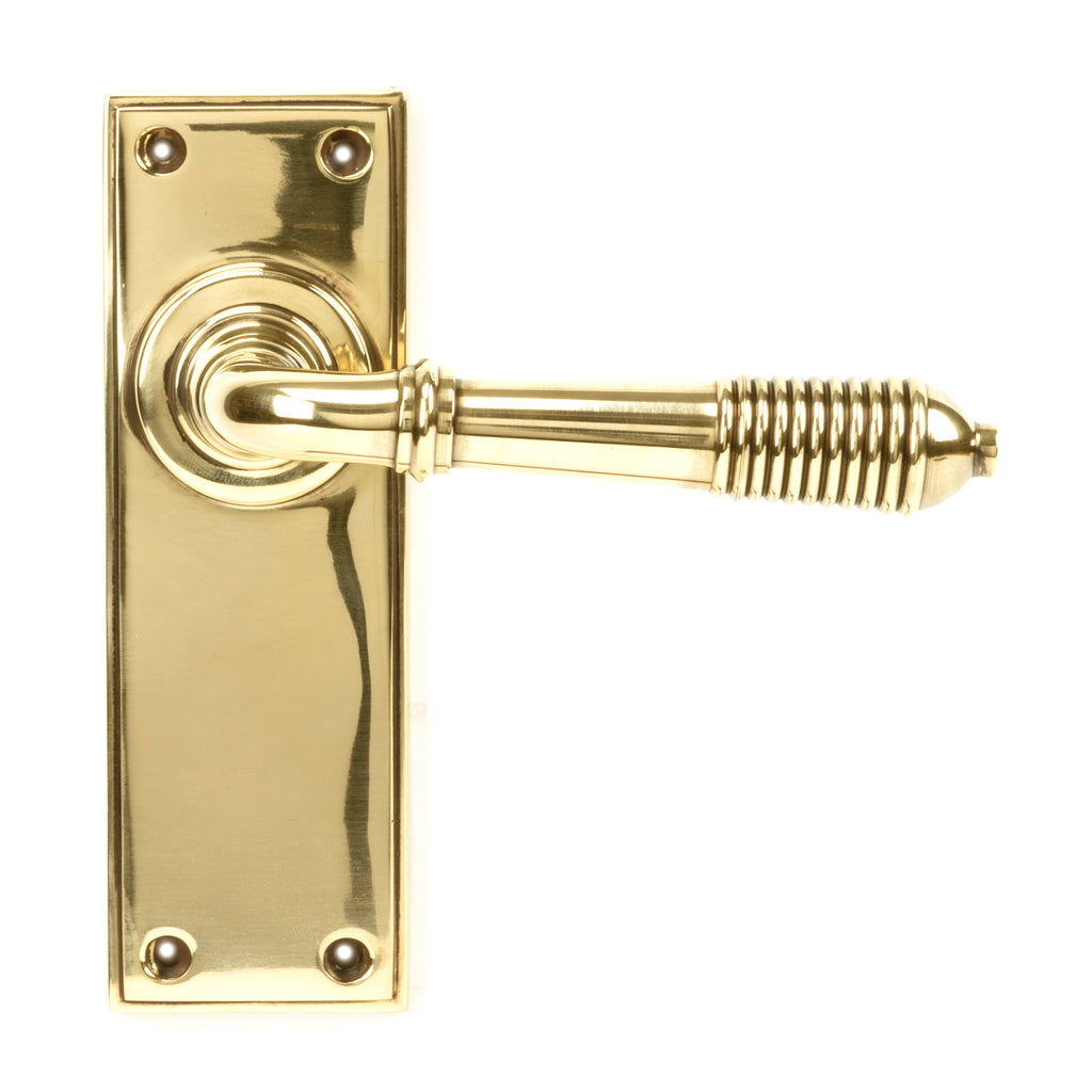 From The Anvil's Aged Brass Reeded Lever Latch Set