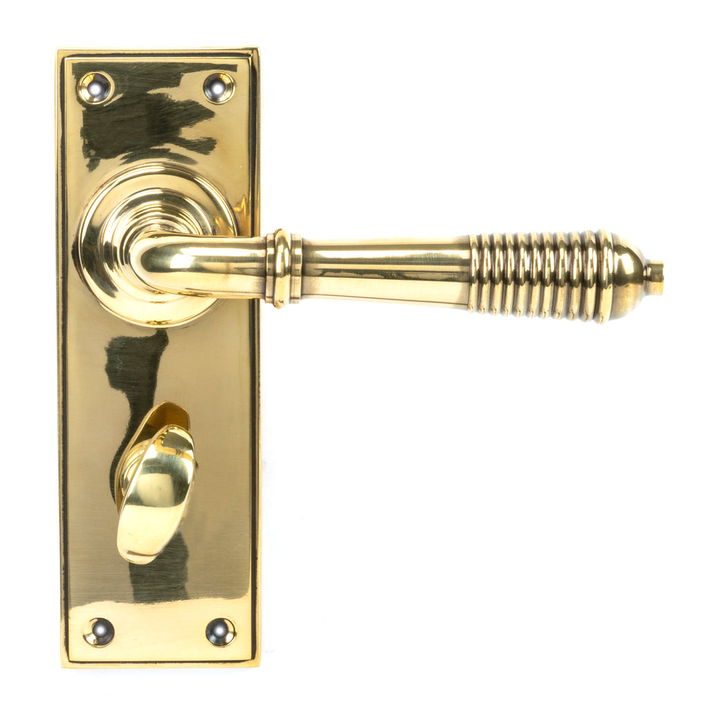 From The Anvil's Aged Brass Reeded Lever Bathroom Set