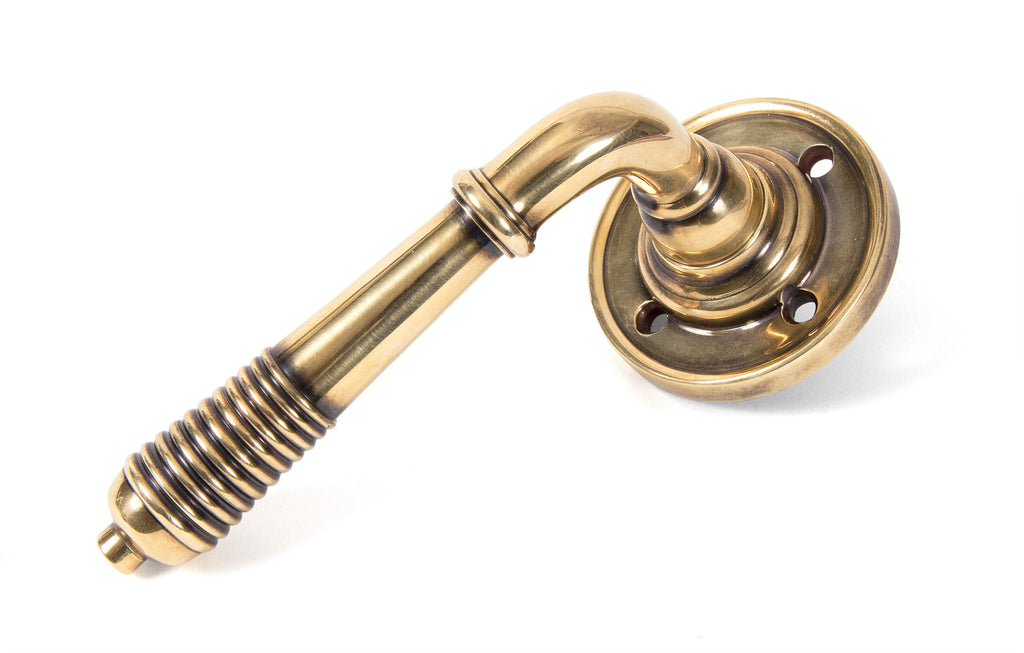 From The Anvil's Aged Brass Reeded Lever on Rose Set