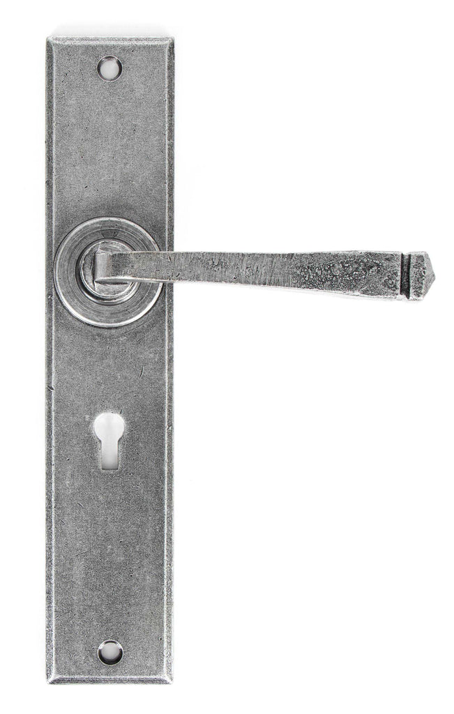 White background image of From The Anvil's Pewter Patina Large Avon Lever Lock Set | From The Anvil