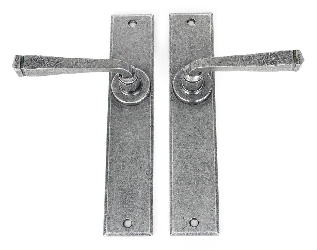 White background image of From The Anvil's Pewter Patina Large Avon Lever Latch Set | From The Anvil