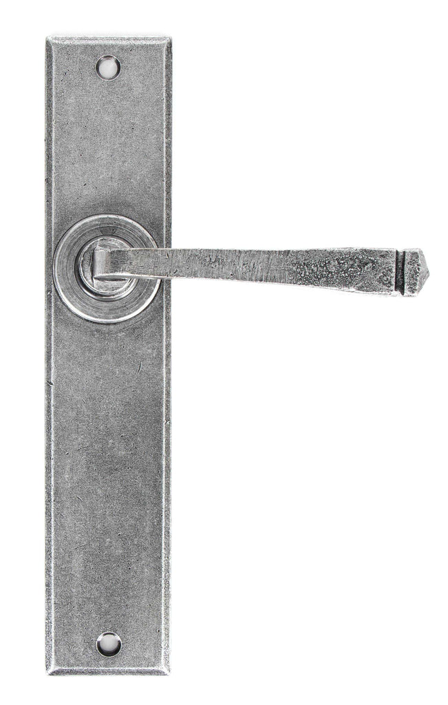 White background image of From The Anvil's Pewter Patina Large Avon Lever Latch Set | From The Anvil