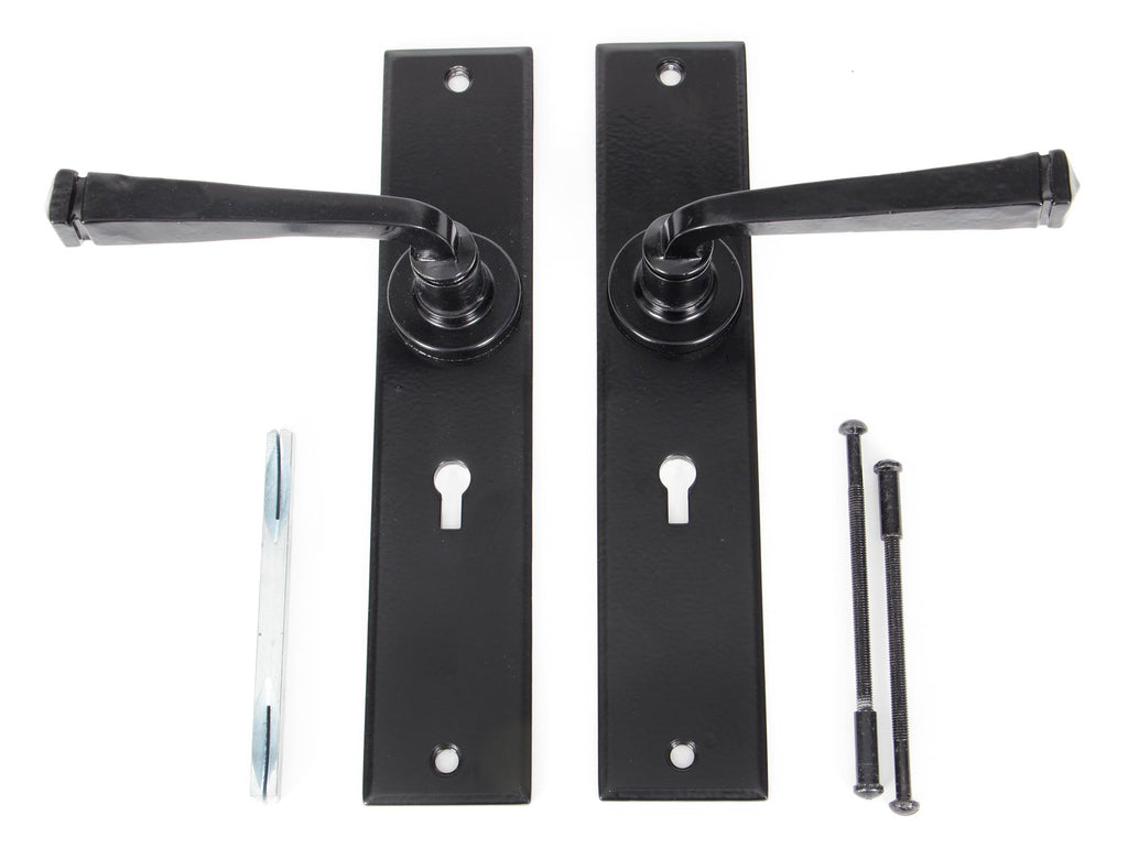White background image of From The Anvil's Black Large Avon Lever Lock Set | From The Anvil
