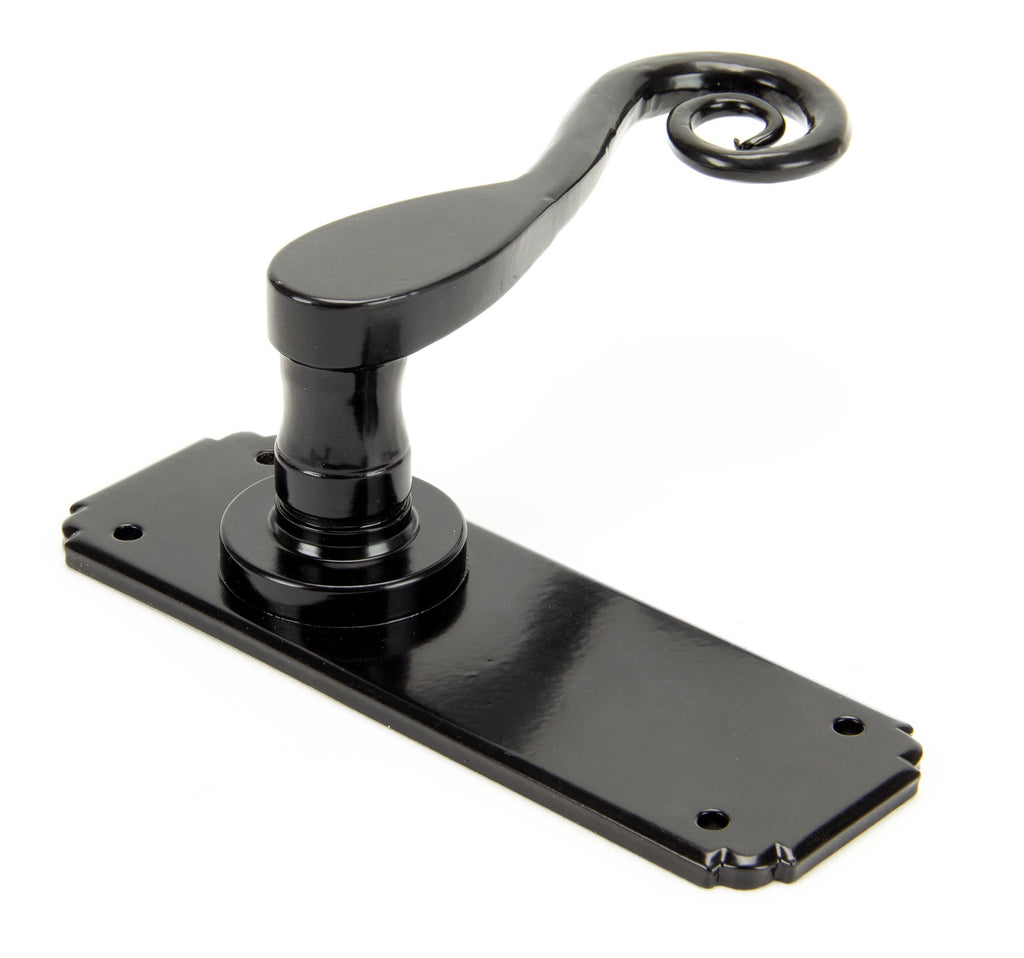 White background image of From The Anvil's Black Monkeytail Lever Latch Set | From The Anvil