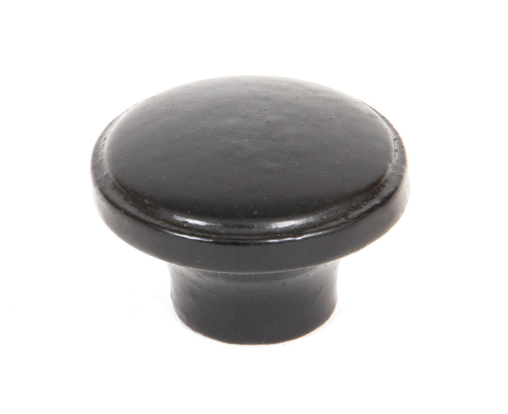 White background image of From The Anvil's Black Ribbed Cabinet Knob | From The Anvil