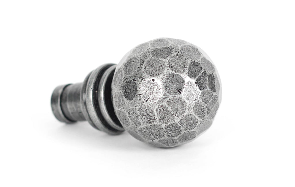 White background image of From The Anvil's Pewter Patina Hammered Ball Curtain Finial (pair) | From The Anvil