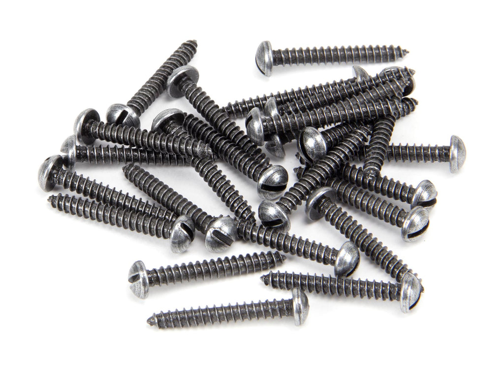 White background image of From The Anvil's Pewter Patina Round Head Screws (25) | From The Anvil