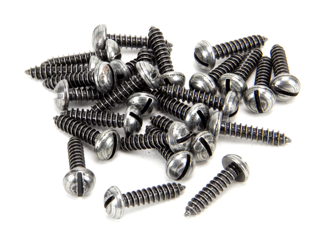 White background image of From The Anvil's Pewter Patina Round Head Screws (25) | From The Anvil