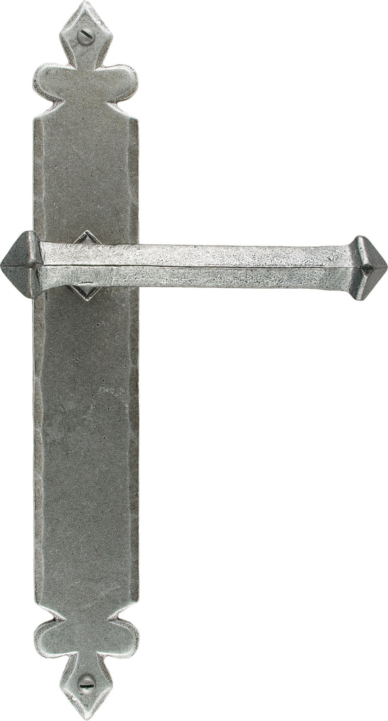 White background image of From The Anvil's Pewter Patina Tudor Lever Latch Set | From The Anvil