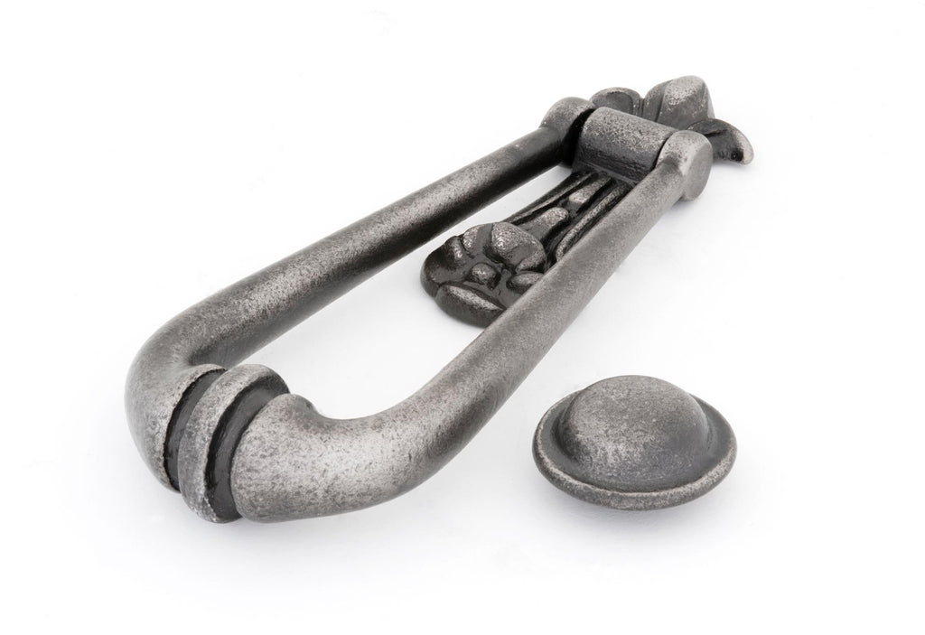 White background image of From The Anvil's Antique Pewter Loop Door Knocker | From The Anvil