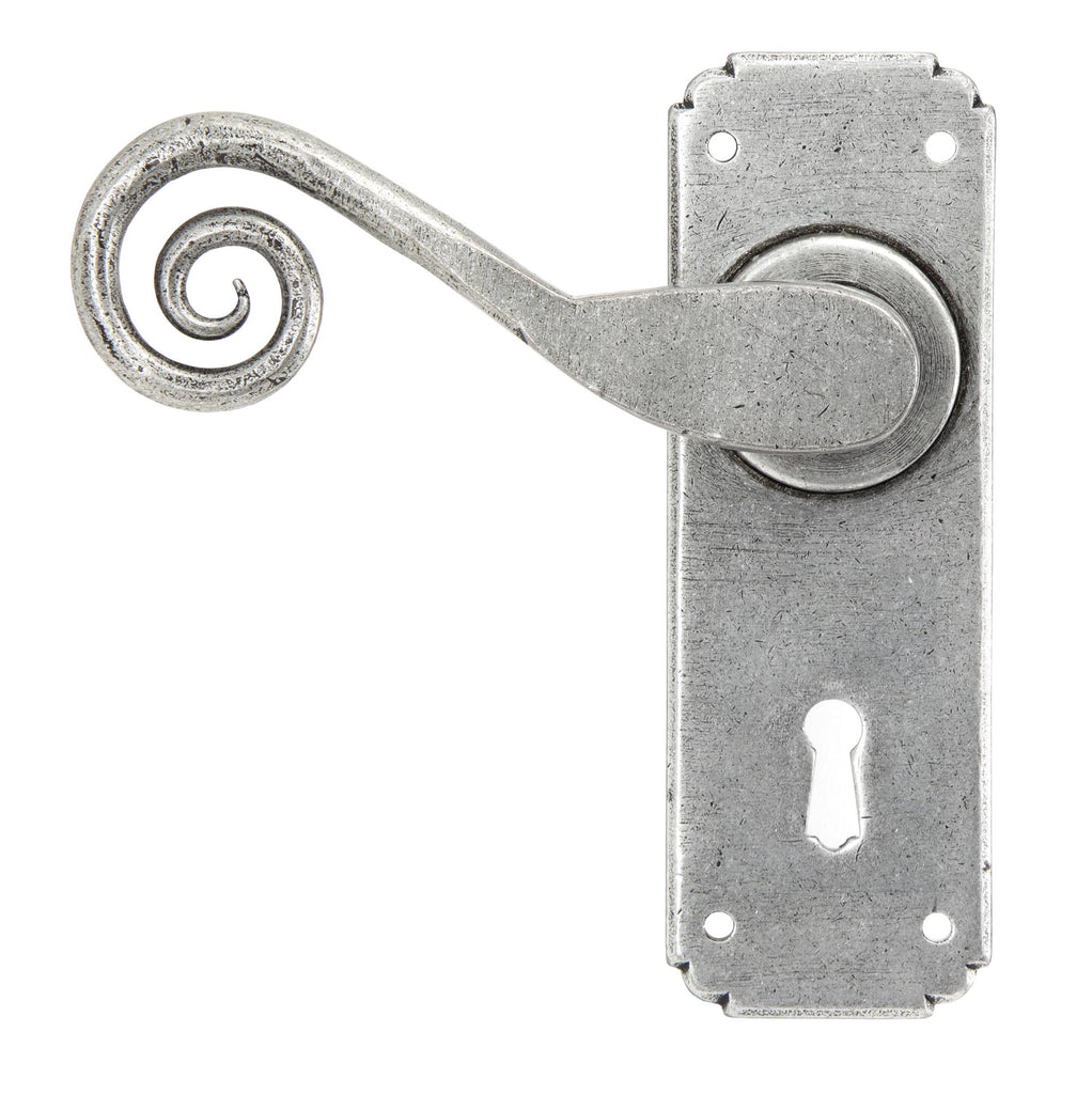White background image of From The Anvil's Pewter Patina Monkeytail Lever Lock Set | From The Anvil