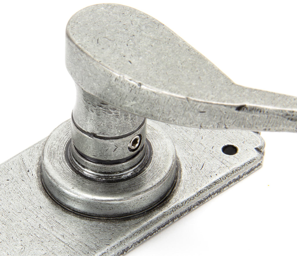 White background image of From The Anvil's Pewter Patina Monkeytail Lever Lock Set | From The Anvil
