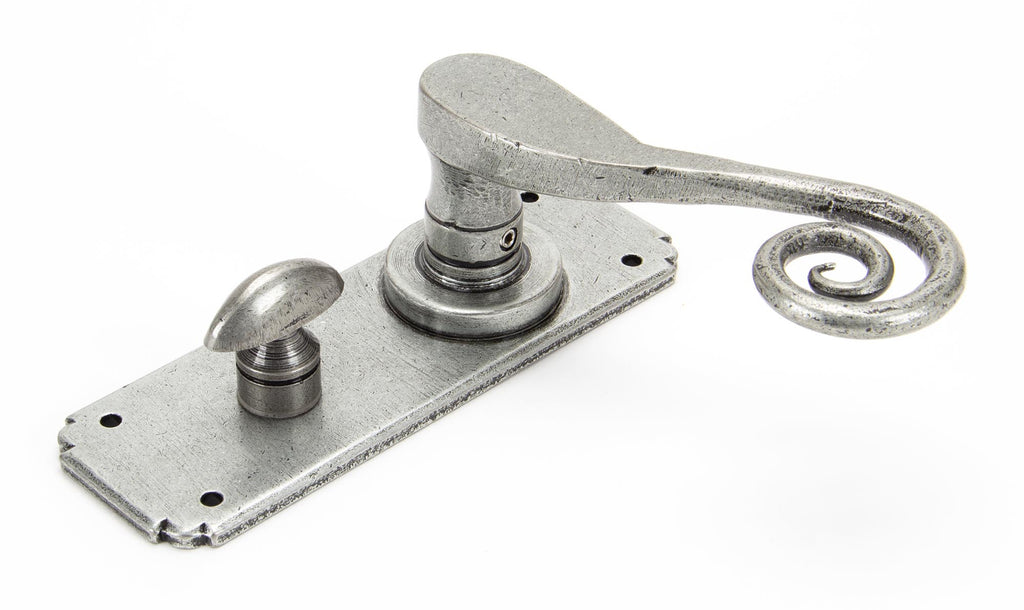 White background image of From The Anvil's Pewter Patina Monkeytail Lever Bathroom Set | From The Anvil