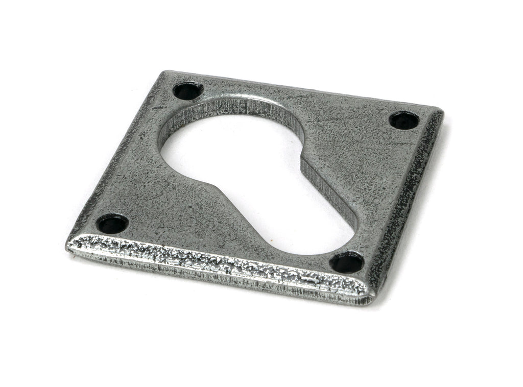 White background image of From The Anvil's Pewter Patina Diamond Euro Escutcheon | From The Anvil