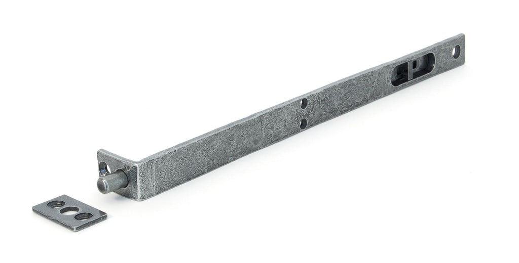 White background image of From The Anvil's Pewter Patina 12" Flush/Slide Door Bolt | From The Anvil