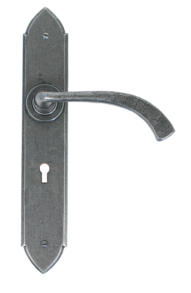 From The Anvil's Pewter Patina Gothic Curved Lever Lock Set