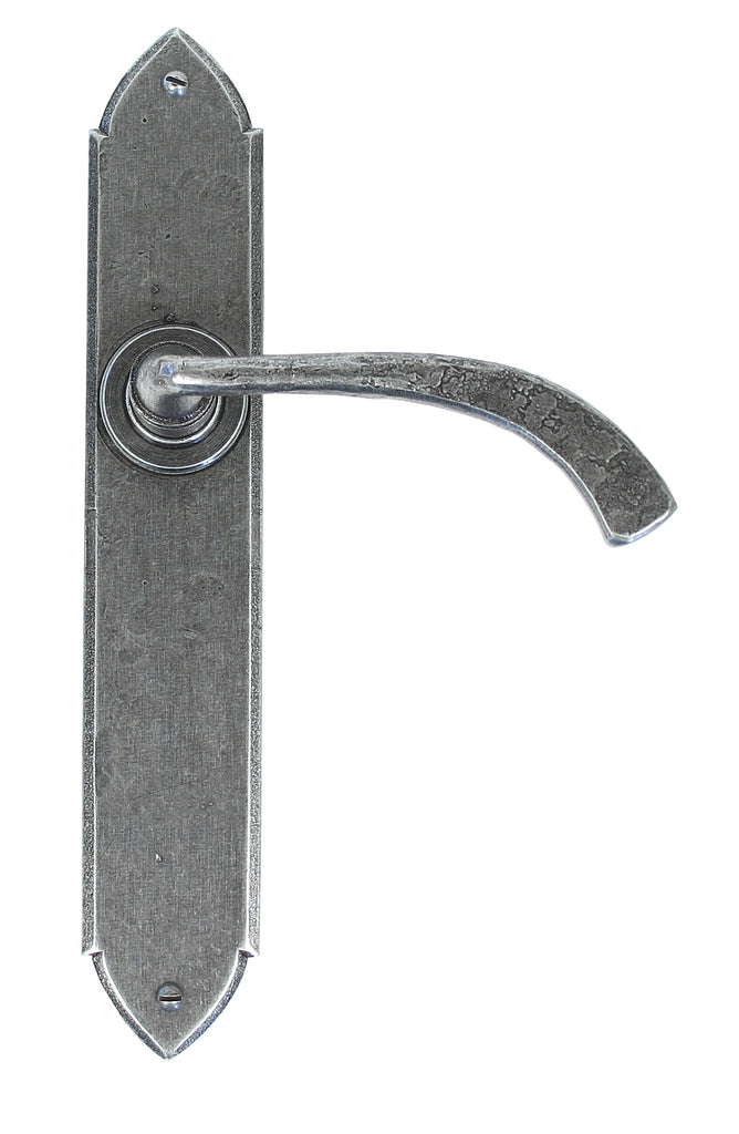 From The Anvil's Pewter Patina Gothic Curved Sprung Lever Latch Set