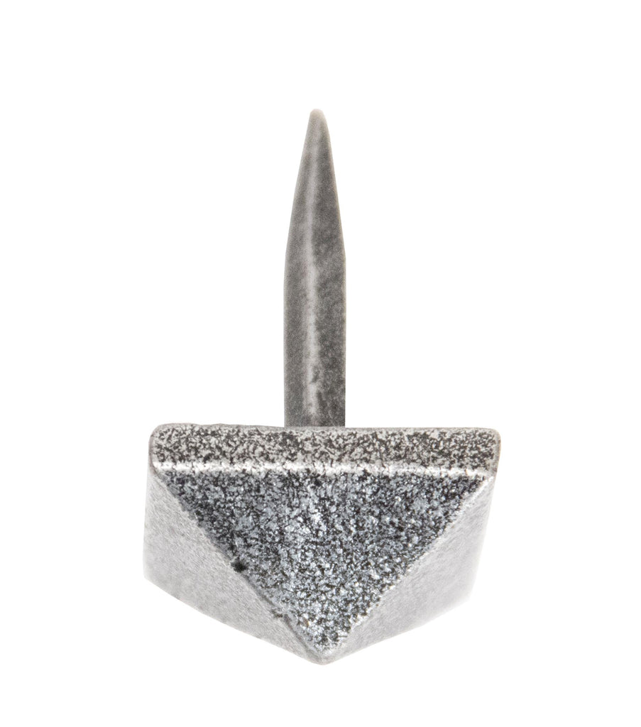 White background image of From The Anvil's Pewter Patina Pyramid Door Stop | From The Anvil
