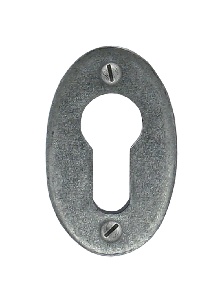 White background image of From The Anvil's Pewter Patina Oval Euro Esctucheon | From The Anvil