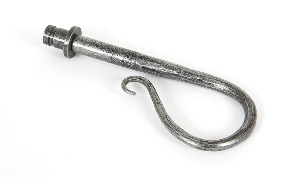 White background image of From The Anvil's Pewter Patina Shepherd's Crook Curtain Finial (pair) | From The Anvil