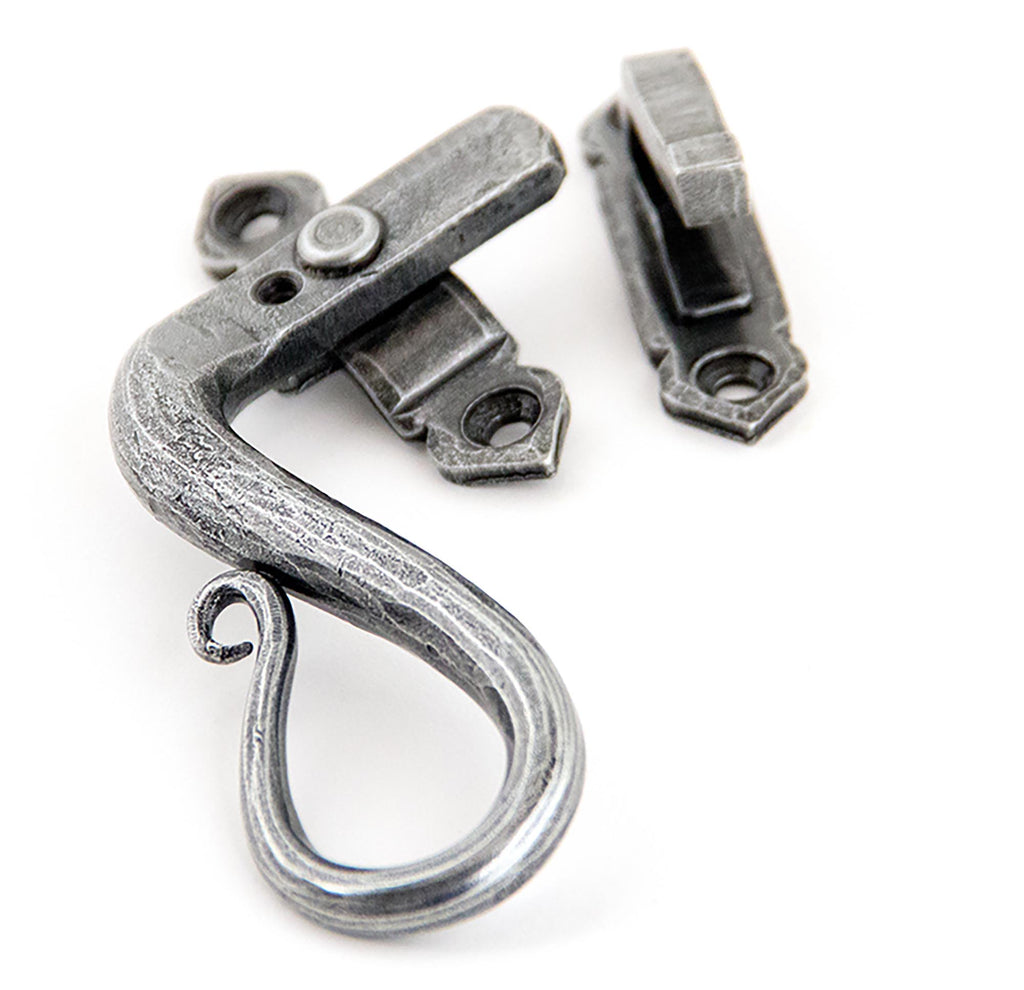White background image of From The Anvil's Pewter Patina Locking Shepherd's Crook Fastener | From The Anvil