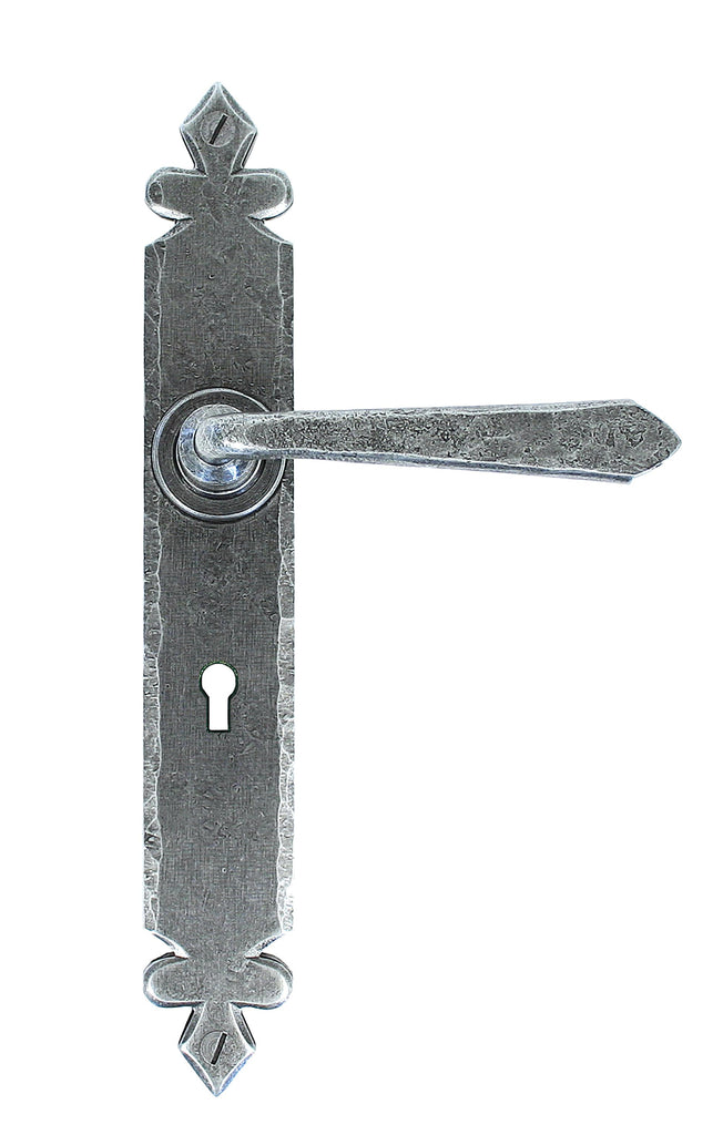 White background image of From The Anvil's Pewter Patina Cromwell Lever Lock Set | From The Anvil